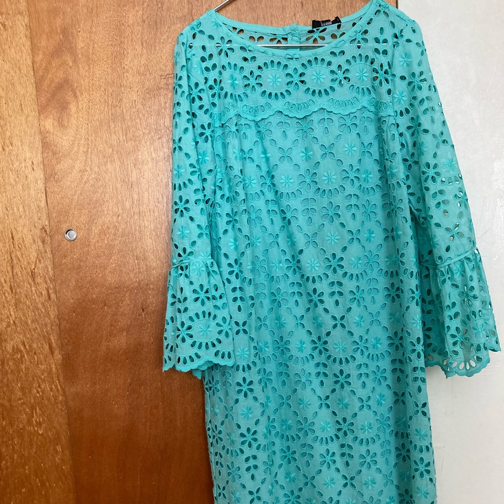 J.crew NWT turquoise eyelet dress